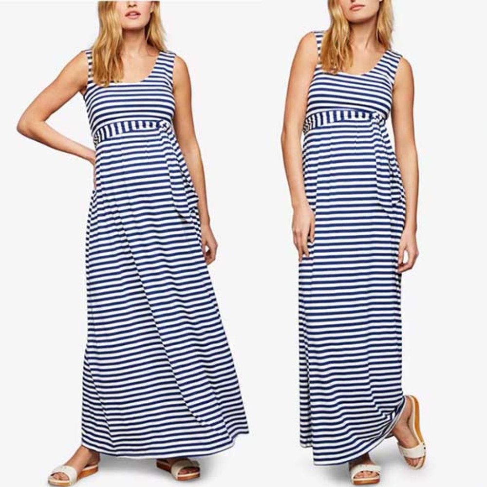 A Pea in the Pod Maternity Striped Maxi Dress S